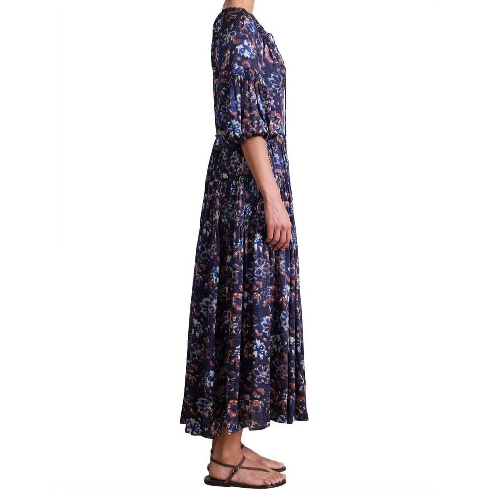 NEW APIECE APART women's santa cecilia dress in batik floral navy - Picture 3 of 5